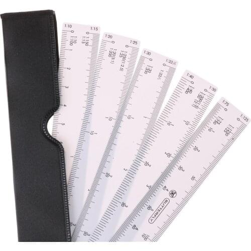 Fan Shape Scale Ruler With 5 Blades For Engineering Architects Multifunctional Multiscale 5 Sizes Foldable Rulers