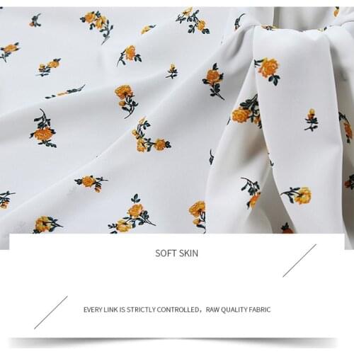 High quality European, Japanese and Korean floret printing chiffon fabric DIY dress suspender womens fabric