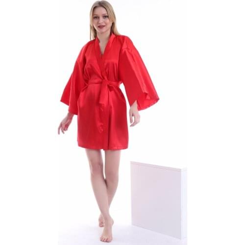 Womens Red Arched Satin Dressing Gown nightgown satin easy to use the most preferred favorite season