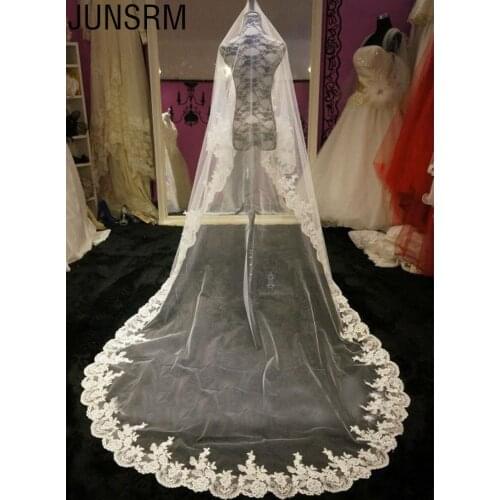 Hot Sale 2019 Wedding Veil Lace Cathedral Wedding Accessories White Ivory Cheap Long Voile Marriage Bridal Veil