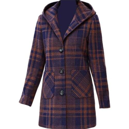 2020 Female tweed Coat Winter Jacket ladies wool Outwear Hooded Jacket Vintage Spring Autumn Womens Clothing Plus Size 5XL V841