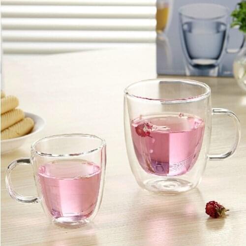 1PC 350ml 450ml large capacity tea cup Classic wine coffee&tea glass cup with Handle Heat-Resistant glass cup JM 1002