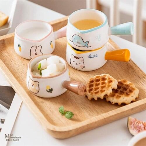 Chic Cute Ceramic Mini Sauce Pan Milk Jug Coffee Pot Fruit Dish Cookware Kitchen Cookware Pot Bowl With Handle Sugar Bowl 1PCS