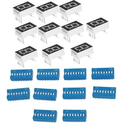 10 Pcs Common Cathode 10 Pin 1 Bit 7 Segment 0.5 inch Red LED Display Digital Tube & 10 Pcs 2.54mm Pitch 8 Positions 16 Pin Blue