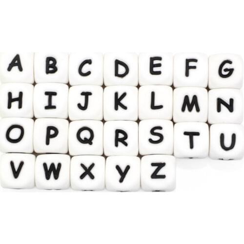 Joepada 10Pcs Letter Silicone Beads 12mm Chewing Alphabet Baby Teether For DIY Personalized Name Teething Pacifier Chain