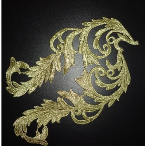 20 pc=10 pair) Gold Lace Applique Headwear Flower Lady Motif Venise Lace Trim silver Wedding Dress Garment Accessories