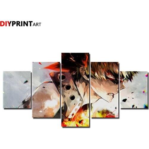 Anime My Hero Academia Todoroki 5 Panels Wall Art Decoration Wall Decorations Living Room Paintings A1804
