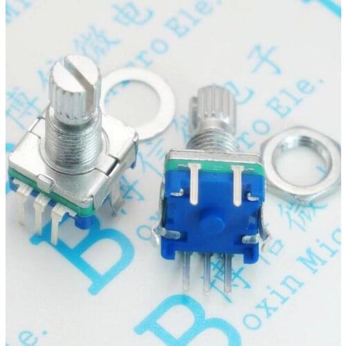 5pcs Rotary Encoder,Code Switch/EC11/ Audio Digital Potentiometer With Switch,5Pin, Handle Length 15mm