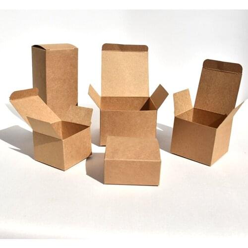 50pcs/lot 7x7x5cm~12cm 8Sizes White/Brown Kraft Paper Box Lipstick Perfume Essential Oil Bottle packaging box for valve tube