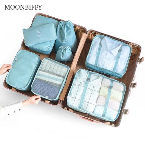 8pcs Travel Home Clothes Quilt Blanket Storage Bag Set Shoes Partition Tidy Organizer Wardrobe Suitcase Pouch Packing Cube Bags