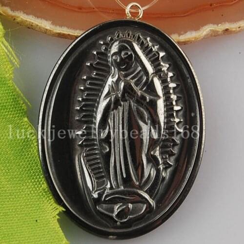 Free Shipping 30x40mm Black Non-Magnetic Hematite Jesus Pendant Bead 1Pcs FC2730