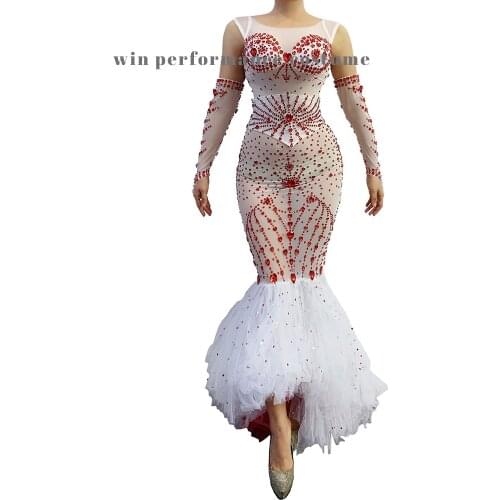 Sparkly Silver Rhinestone Mirror Elastic Ball Long Dress Women Birthday Stage play Celebrate Dress Dancer Party Show Dress