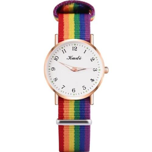 Luxury Women Quartz Watches Ladies Rainbow Color Fabric Belt Wristwatch for Women Stylish waterproof bracelet watch Reloj Mujer