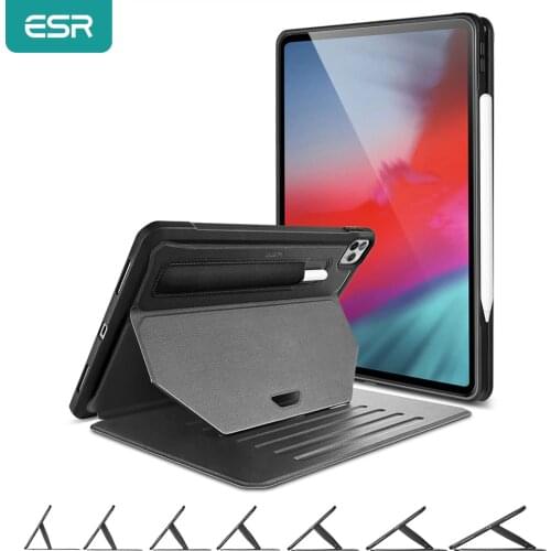 ESR Case for 2020 iPad Pro 11''/12.9'' Inch 2nd 4th Generation 9 Positions Stand Back Cover Sturdy Case with Pen Holder for iPad