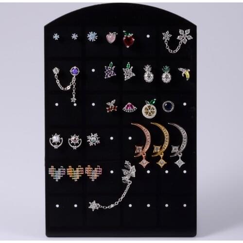 CHUANCI 20G Retro Style Zircon Heart Flower Banana Shape Ear Stud Ear Tragus Cartilage Helix Earring Body Piercing Jewelry