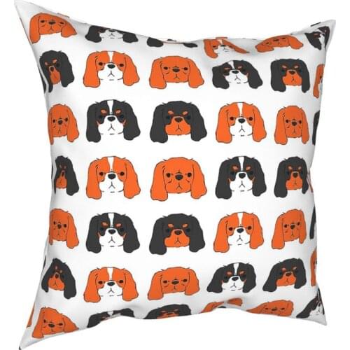 Cavalier King Charles Spaniel Blenheim Square Pillow Case Polyester Cushions for Sofa Dog Fashion Pillowcase