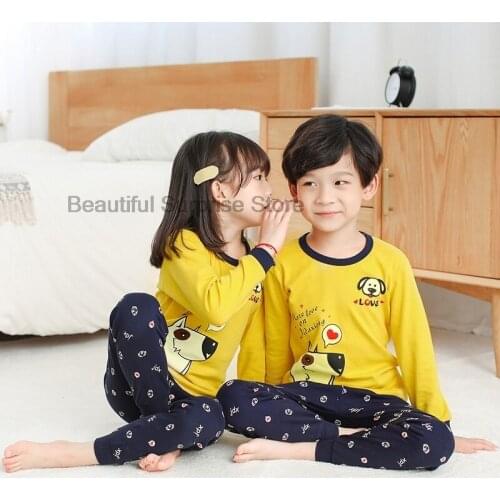 Children Pajamas Baby Clothing Set Kids Cartoon Dog Animal Sleepwear Spring Autumn Cotton Soft Nightwear Boys Girls Pyjama Sets