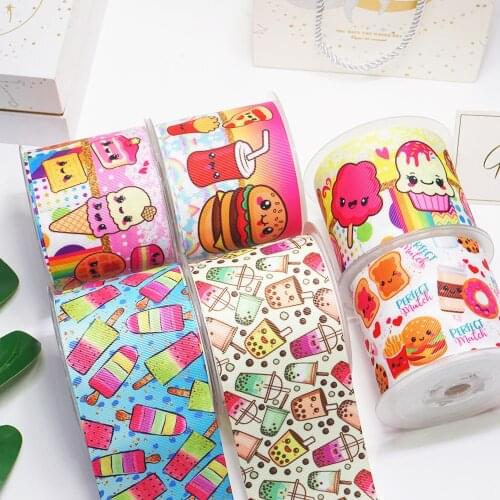 DIY Cartoon Hamburg Printed Grosgrain Ribbon For Craft Supplies Sewing Accessories 5 Yards, Planar Resins Mold 10 Pieces. 54010
