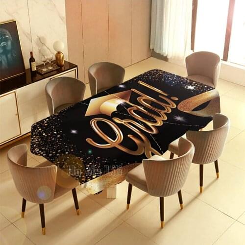 Graduate Flag Black And Gold Graduation Tablecloth Indoor Outdoor Art Decor