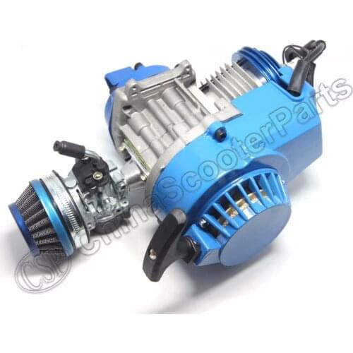Racing 49CC Engine Alu Pull Start 15MM Carburetor CNC head Air filter Mini Moto Pocket ATV Quad Buggy Dirt Pit Bike Blue