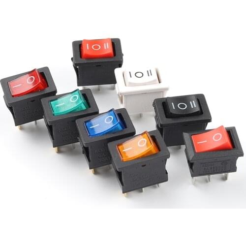 5PCS KCD1 3Pin Boat Car Rocker Switch 6A/10A 250V/125V AC Red Yellow Green Blue black Button Switch with Light 21×15mm