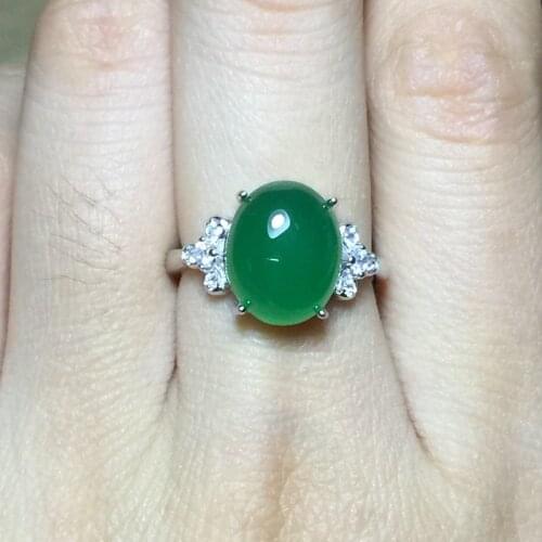 Natural Green Chalcedony Gemstone Ring S925 Sterling Silver Fine Fashion Wedding Charming Jewelry for Women Free Shipping