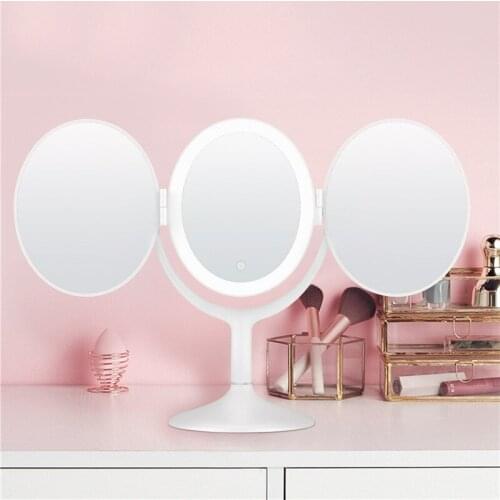 Makeup Mirror with Lights Magnification Lighted Vanity Mirror Trifold Dual Power Beauty Mirrors Portable Cosmetic Mirror ForHome