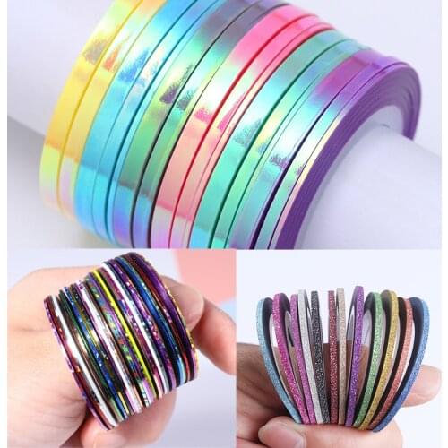 Matte Glitter Rainbow Nail Striping Tape Line Multi Color Nail Styling Tool Adhesive Sticker Decals DIY Nail Art Decoration Tool