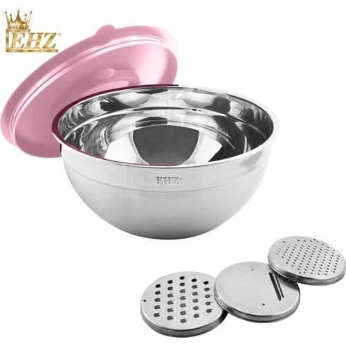 EHZ Mixing Bowl 5 PCS Set Salad Bowl Stainless Steel Baking Pancake Cake Vegetable Pan Basin slice Planer Home Kitchen Tool Gift