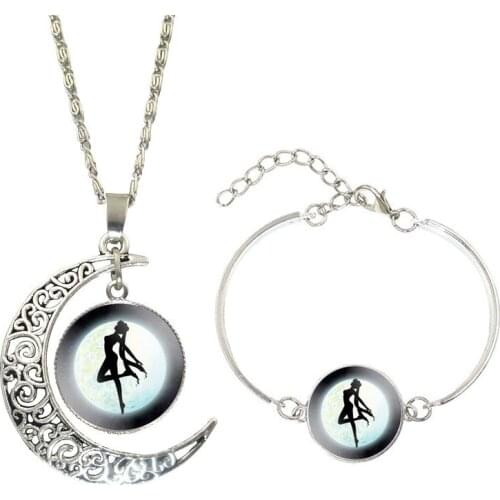 MIQIAO Japanese Korean Cartoon Cute Girls Sailor Moon Star Kpop Boho Anime Jewelry Bracelet Necklace Set for Women Fashion Gift