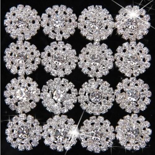 20pcs/lot Fashion Alloy Crystal Rhinestone Sunflower Buttons for Wedding Bouquet Child Hair Bands Decorative Photography Props