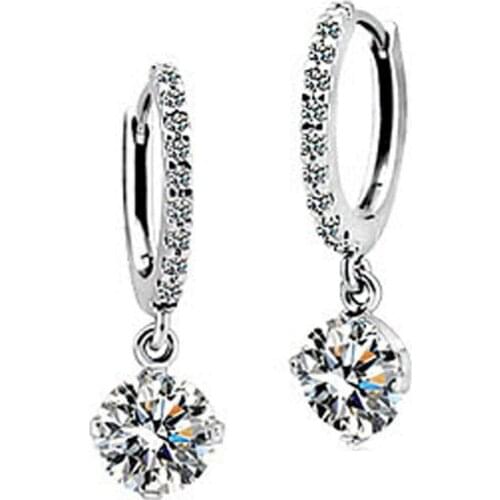 Fashion Jewelry Presents For Girlfriend Crystal Full Rhinestone Drop Earrings Purple Silver Gold Color EAR0035