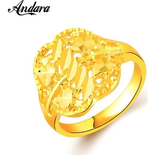 Vintage Style Fashion Geometric Unisex Rings 24K Gold Filled Jewellery Wedding Rings For Men Women Anel Anillos JR094