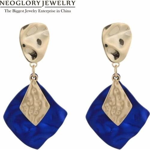 Neoglory Anti Allergy Shinning Rhombus Shap Enamel Dangle Earrings For Women Charm Korean Womens Earrings Gifts For Girlfriend