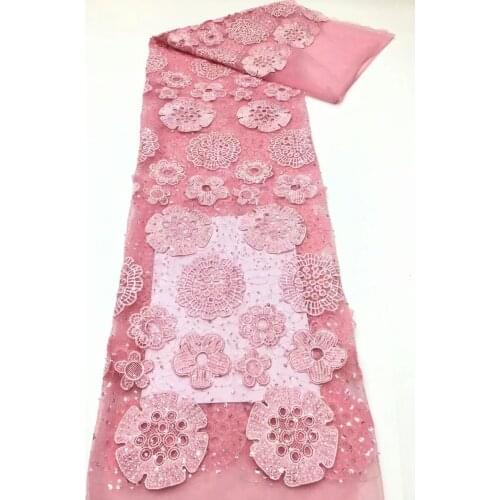 New Arrival Handmade Beads/Sequins Lace Embroidery African Lace Fabric High Quality French Nigerian Mesh Lace Fabrics For Sewing