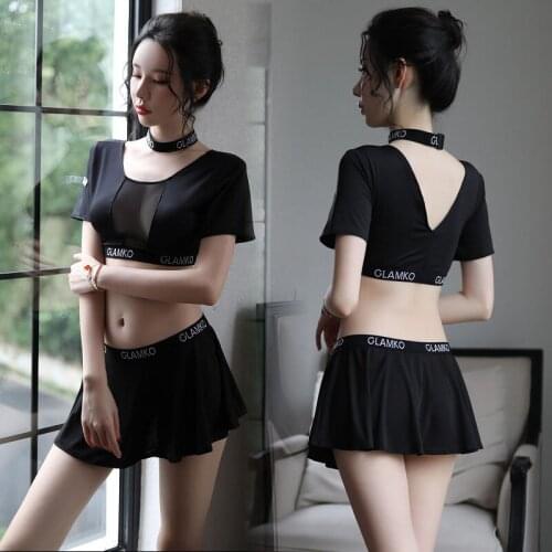 New Sexy Underwear Role-Playing Student Uniform Letter Perspective Milk Temptation Cos Stage Costume Cheerleading Suit