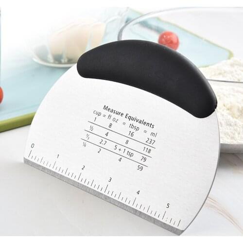 Stainless Steel Cutting Knife with Scale for Cutting Dough Single-Sided Cutting Knife Dividing Knife Metal Baking Scraper Sui