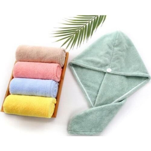 Pure color coral fleece womens shower cap, dry hair cap, quick dry cleaning headscarf