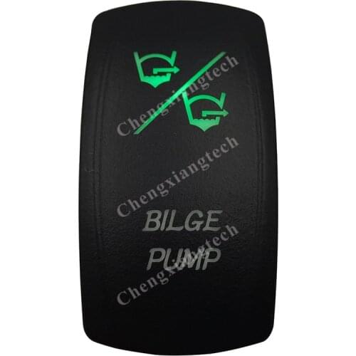 12V 24V Marine Car Boat Truck RV BILGE PUMP Rocker Switch DPDT, 7 Pins ON-OFF-ON, Green & Blue Led Switch for Carling