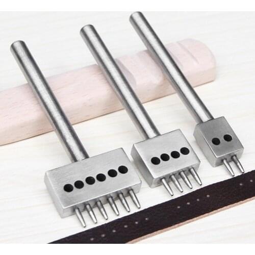 4mm Stainless Steel Craft Leather Spacing Hole Round Punch Prong Chisel Punching Tools Leather Carving Accessories