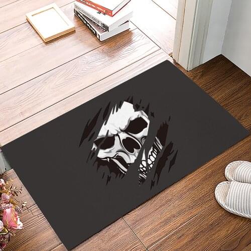 Horror Skull Face Teeth Doormat Bedroom Kitchen Floor Mat Bathroom Anti-Slip Rug Home Doormat for Entrance Door