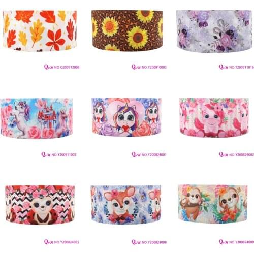 Q&N Ribbon 22mm~75mm Flowers and Animals Printed Grosgrain Ribbon Accessories DIY Handmade Material Craft Supplies Free Shipping