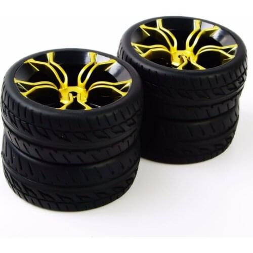RC car tires rubber tyre&wheel rim model toys 4pcs tires and wheels for HSP HPI RC 1:10 flat racing on road car PP0150+MPNKG