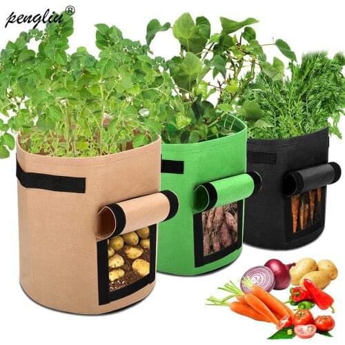 4 7 10 Gallon Garden Plant Grow Bags gardening biodegradable Nonwoven Cloth Pot Gardening Bag Vegetable,Potato Planting Grow Bag