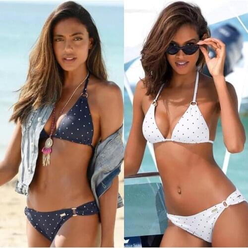 Sexy Swimsuit 2021 New White Womens Swimsuit Dot Polka Beach Dress Retro Swimsuit With Cushion Push Up Bikini Suit