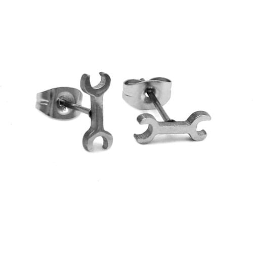 Wrench Motor Biker Earrings Studs Stainless Steel Jewelry Classic Spanner Motorcycles Biker Earring SJE370156