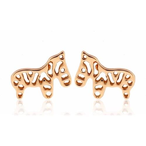 1Pair Cute Zebra Tree Earring Studs Brass Brincos Jewellery Silver Gold Pink Gold-color Metal Earring For Women Gift