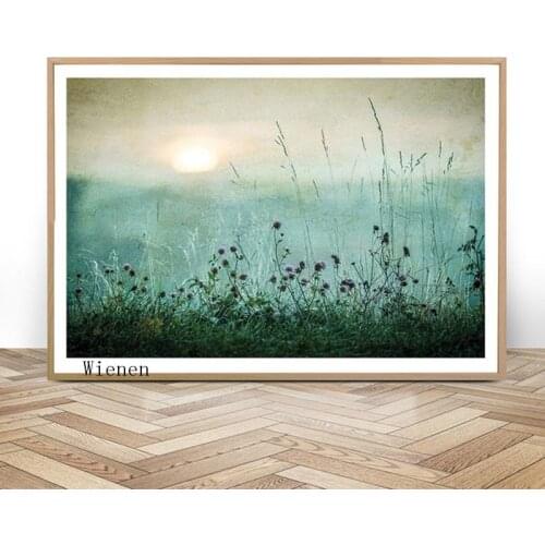 Nordic Posters Sunset Grass Landscape Wall Art Canvas Painting and Prints Scenery Pictures for Living Room Home Decoration