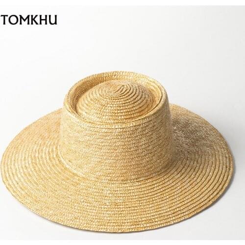 2021 New Style Hand-knitted Wheat Stalk Ring Straw Hat Spring Summer Beach Sun Protection Hat For Women Natural Panama Derby Hat