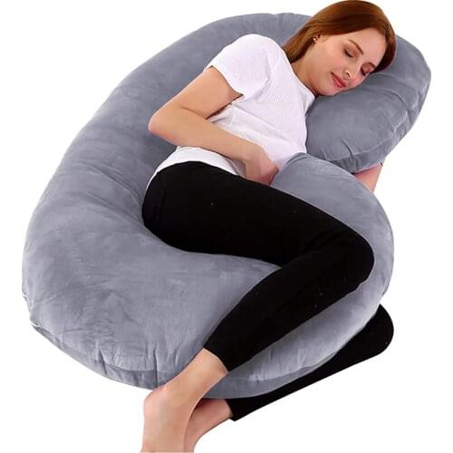 U/C/J-Shape Full Body Pillow 55 Inch Maternity Pillow with Washable Velvet Cover Nursing Support Cushion, Support for Back